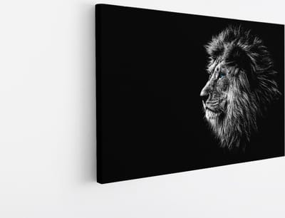Saammp Canvas Schilderij - Portret van een Leeuw - Natuur - Dieren - 45x30 - Foto op canvas - Wanddecoratie - Muurdecoratie Woonkamer - Slaapkamer decoratie - Canvas Print