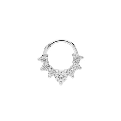 Lucardi - Dames Stalen helixpiercing met zirkonia - Piercing - Staal - Zilverkleurig