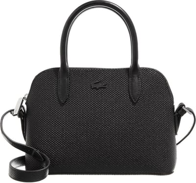 LACOSTE Leren Handtas Schoudertas Chantaco Classics Top Handle Bag Noir Zwart