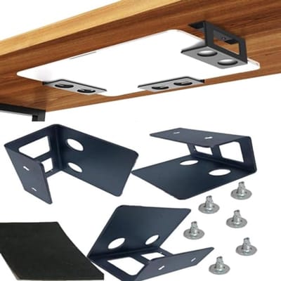 Onderbureau Laptop Houder met Bevestiging - Onderstelling voor Laptop/Toetsenbord Opslag (Zwart)