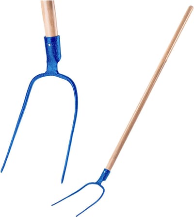KADAX Haakvork van staal, vork met lange steel van hout, vork, tuinvork, spatvork, grafvork, draadvork, tuinvork, mestvork (2 tanden)