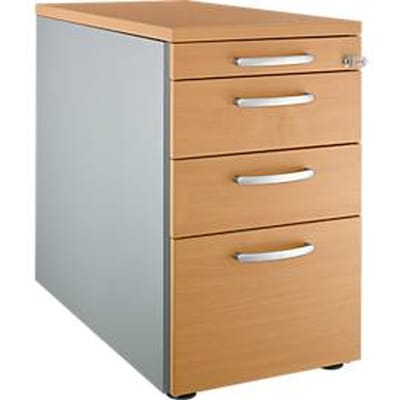 Schäfer Shop Genius voetstuk 1336, met ronde handgreep, B 435 x H 717 mm, wit/aluminium/wit/beuken decor