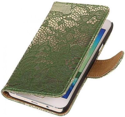 Bloem Bookstyle Hoesje - Wallet Case Telefoonhoesjes - Geschikt voor Samsung Galaxy A3 Donker Groen