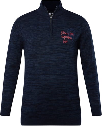 Men Plus - Heren - Trui opstaande kraag - Navy blauw - Maat 3XL