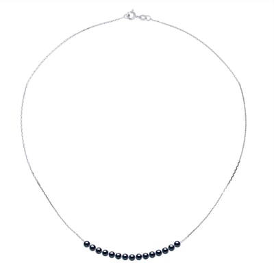 Ketting Curb 15 Pearls Black Cultuur White Gold