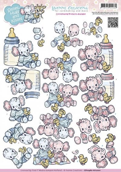 Baby birth - Smiles, Hugs and Kisses 3D-Knipvel Yvonne Creations 1 stuks