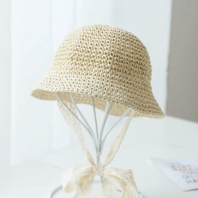 Chapeaux et Casquettes pour Bébés Chapeaux pour Enfants Chapeau de Soleil Été Bébé Paille Casquette Bébé Fille Lacets Nœud Plage Enfants Chapeau Panama 2-5 years old beige