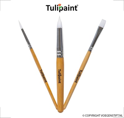 Tulipaint kwasten (set van 3 stuks) voor Voegenverf en Kitverf