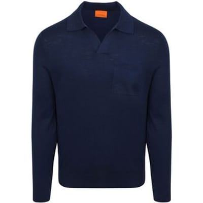 Suitable Longsleeve Knitted Poloshirt Riva Pocket Donkerblauw (navy) - Maat S - Heren - Pullover - Polo shirt Heren met Lange mouwen