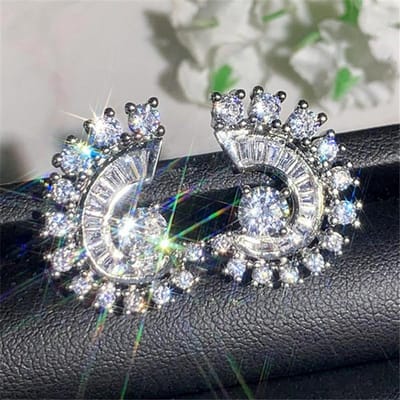 Sterling Sprankelende Zirconia Stud Oorbellen voor Vrouwen Prachtige Verloving Bruiloft Sieraden Accessoires Cadeau gray