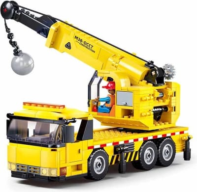 Sluban Town Wheeled Crane bouwspeelgoed kinderen vanaf 6 jaar - Constructiespeelgoed modelbouw - bouwdoos met 293 bouwstenen - M38-B1195