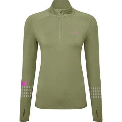 Ronhill Tech Afterhours 1/2 Zip Hardloopshirt Dames-Olijf