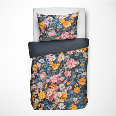 Dekbed-Discounter - Fresh and Co Kids Dekbedovertrek 140 x 200 cm - Verkoelend Katoen - Korte instopstrook - Wassen op 40 graden - Inclusief 1 kussensloop - Petal Fields