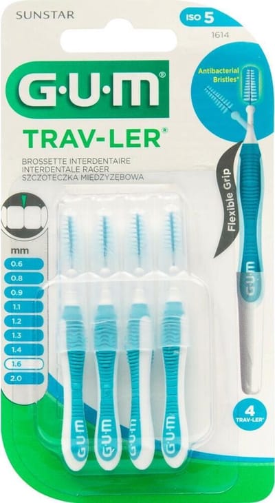 6x GUM Trav-Ler Ragers Blauw 1.6mm blister à 4 stuks
