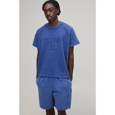 Oversized Boxy T-shirt Met Korte Raglanmouwen & Short Set | Blue | Size XS