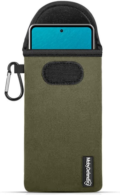 MobyDefend Hoesje - Geschikt voor Samsung Galaxy A53 - Neopreen Pouch Met Karabijnhaak - Insteek - Riemlus - Groen