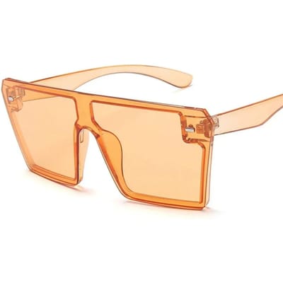 Oversized Vierkante Zonnebril Dames  Luxe  Mode Platte Bovenkant Rood Zwart Helder Glas Eén Stuk Heren Gafas Shade