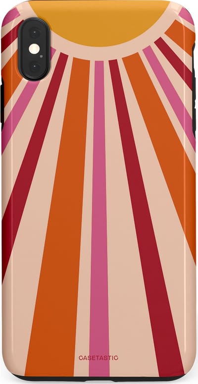 Casetastic Hoesje Geschikt voor Apple iPhone Xs Max - Stijlvolle Beschermende Duo-layer Case - Retro straal
