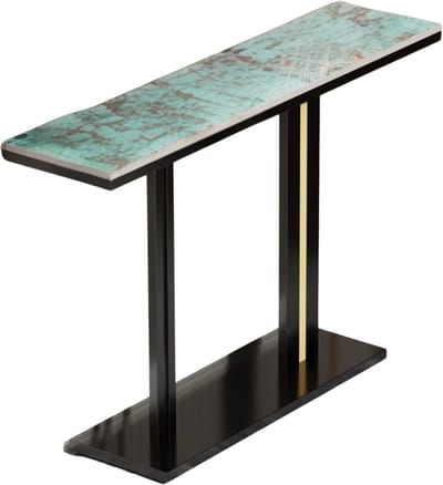 Moderne consoletafel Emerald - Wandtafel met lades - Groen en wit - Marmerlook - Haltafel - Sidetable - 118cm