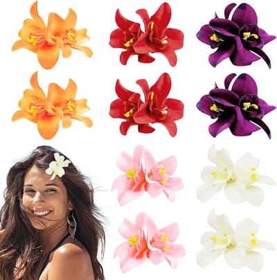 10 Stuks Bloemen Haarspelden Bohemian Haaraccessoires voor Bruiloft en Feestjes, Kunststof Bloemen Haarclip voor Vrouwen en Meisjes