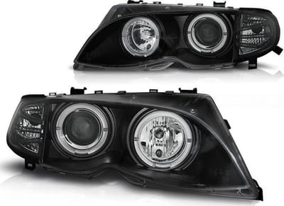 Koplampen dual halo rims BMW E46 09 01-03 05 ANGEL EYES ZWART