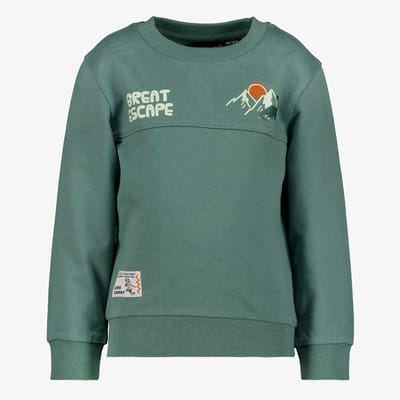 Unsigned jongens sweater met dino backprint groen - Maat 92
