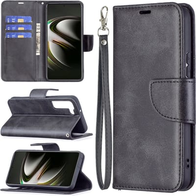 MobyDefend Hoesje - Geschikt voor Samsung Galaxy S22 - Wallet Book Case Met Koord - Zwart