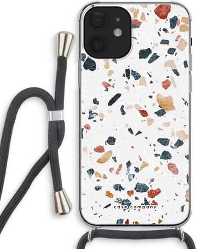 Case Company® - Hoesje met koord geschikt voor iPhone 12 mini hoesje met Koord - Terrazzo N°4 - Telefoonhoesje met Zwart Koord - Bescherming aan alle Kanten en Over de Schermrand