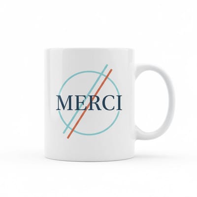 Merci Mok - 330ml Keramische Koffiekop met Elegante Minimalistische Design