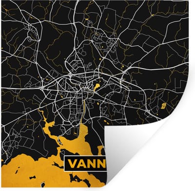 Muurstickers - Sticker Folie - Frankrijk – Plattegrond – Kaart – Vannes – Stadskaart - 100x100 cm - Plakfolie - Muurstickers Kinderkamer - Zelfklevend Behang XXL - Zelfklevend behangpapier - Stickerfolie