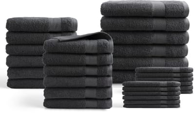 Handdoeken 30 delig set - Hotel Collectie - 100% katoen - antraciet