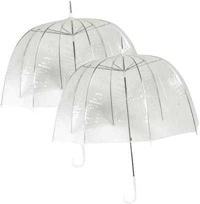 Falconetti Paraplu transparant - 2x - kunststof/staal - D75 cm - koepelparaplu - doorzichtig - opvouwbaar