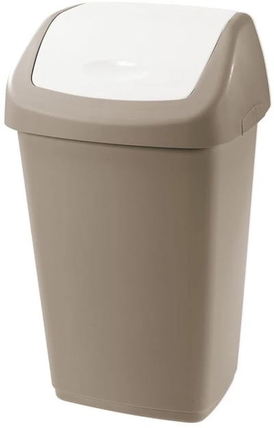 Prullenbak 25 Liter Taupe/Wit - Ideaal voor Keuken of Kantoor