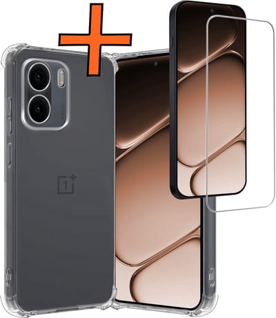 Hoes - Met Screenprotector - Geschikt voor OnePlus 15R - Sterk & Shockproof - Siliconen Case - Back Cover - Telefoon Hoes - Shock Proof - Transparant