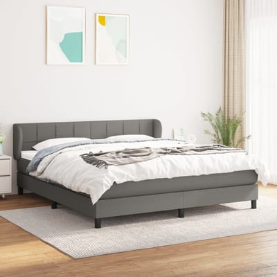 vidaXL - Boxspring - met - matras - stof - donkergrijs - 160x200 - cm
