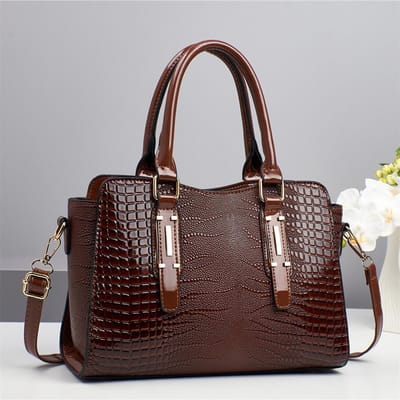 Nouveau Sac à Bandoulière Grande Capacité Épissage Mode Motif Crocodile Embossé Tendance Tout Assorti Sac à Main Sac de Luxe Léger pour Femmes . gray
