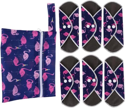 Herbruikbare Maandverbanden - Wasbare Tampons - Persoonlijke Hygiëne - Bamboo Koolstofvezel - 20 x 18 cm - Paars