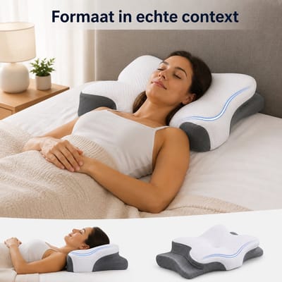 Vlinderkussen - Anti Snurk Hoofdkussen - CPAP & Apneu Kussen - Ergonomisch Traagschuim Nekkussen tegen Nekklachten - Memory Foam - Zij-,Rug- & Buikslapers - 60x40cm
