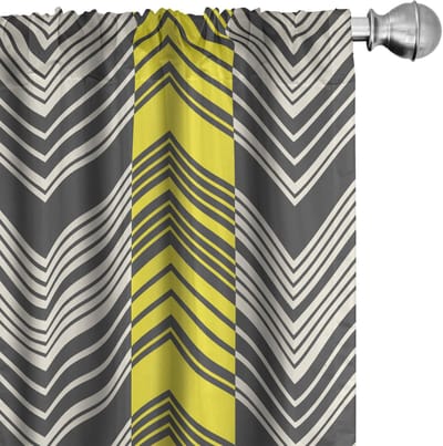 ABAKUHAUS Gordijnen Geel, Crèmekleurig en Grijs – Microvezel, 2x75x245 cm, Verduisterend