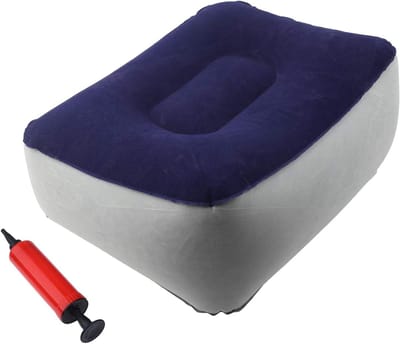 Opblaasbaar Beenkussen voor Reizen en Kantoor, Draagbare PVC Voetsteun, Opblaasbaar Aderkussen, Lichtgewicht en Compact, Inclusief Luchtpomp - Blauw, Geschikt voor Thuisgebruik - Afmetingen 37 x 28 x 15 cm