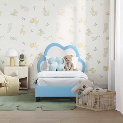 vidaXL - Peuterbedframe - met - hoofdboard - Blauw - 70 - x - 140 - cm - PU