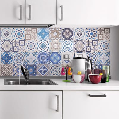 Muurstickers voor keuken en badkamer - 24 stickers met Hondurese cementtegelmotief - 24 stickers van 10x10 cm