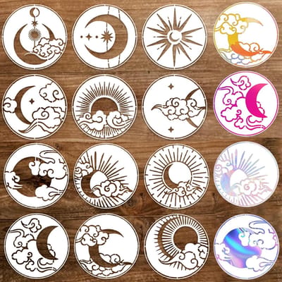 Dailygoods- Sterrenhemelsjablonen 12 stuks - Herbruikbare Stencils - Plastic Sjablonen - Kunstschildersjablonen - Doe-het-zelf Sjablonen - Afmetingen 15 x 15 cm - Schilderstencils