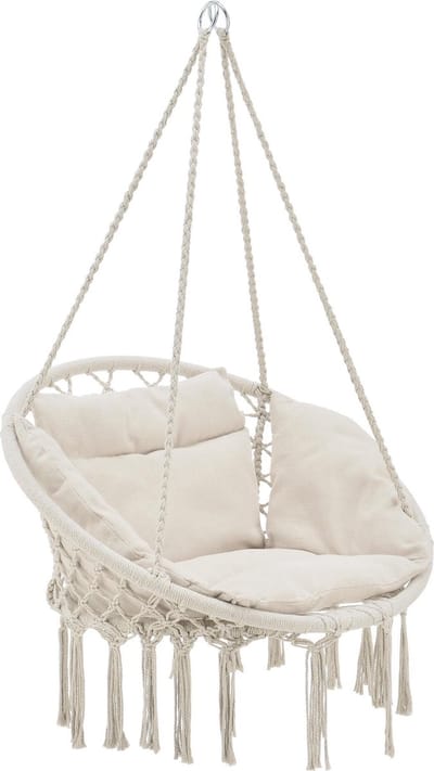 Hangstoel Kailua met kussen katoen max 150 kg creme