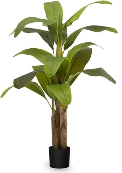 Kunstmatige bananenboom 150 cm voor huis- en kantoordecoratie - Hyperrealistische decoratieve kunstplant met natuurlijke stam