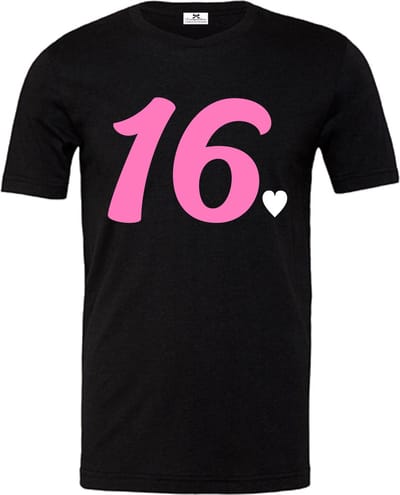 Shirt verjaardag 16 jaar-feest shirt 16de verjaardag-Sweet and 16-Maat M