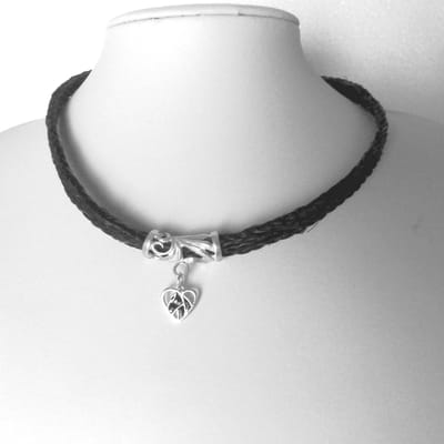 Hetty'S - Collier van paardenhaar - zilveren slider en bedel - magneetsluiting - kan ook als armband