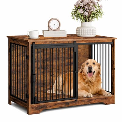 LUMÈ STORE Hondenbench meubel - Hondenhok - Bench Hond - Dressoir Kasten - 2 Deuren – Anti Kauw Krasbestendig – Binnen – Bruin