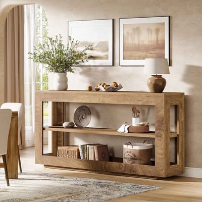 CORE Binnenkomsttafel - Consoletafel - 3-laags opbergruimte - Haltafel - Opbergkast - Entreetafel - 160x35x85 - Bruin