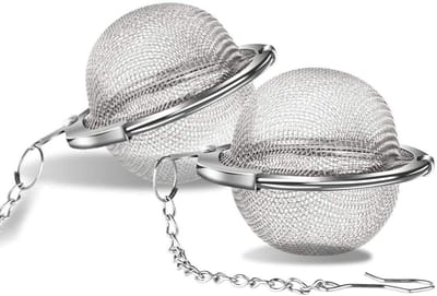 Dailygoods- Theezeef 5,5 cm - 2 Stuks - Roestvrij Staal - Thee Ei met Ketting - Duurzaam - Ultrafijne Gaten - Voedselveilig Materiaal - Theefilter